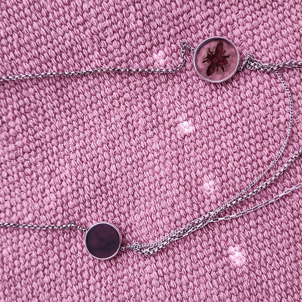 Smallthings Silver Bee Flower Double Pendant Neck… - image 5